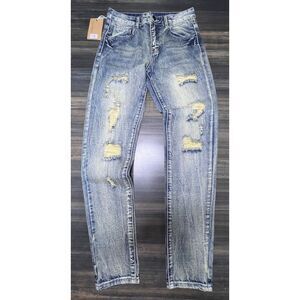 Dant Bulun Distressed Ripped Denim Jeans Vintage Wash Streetwear Size 28